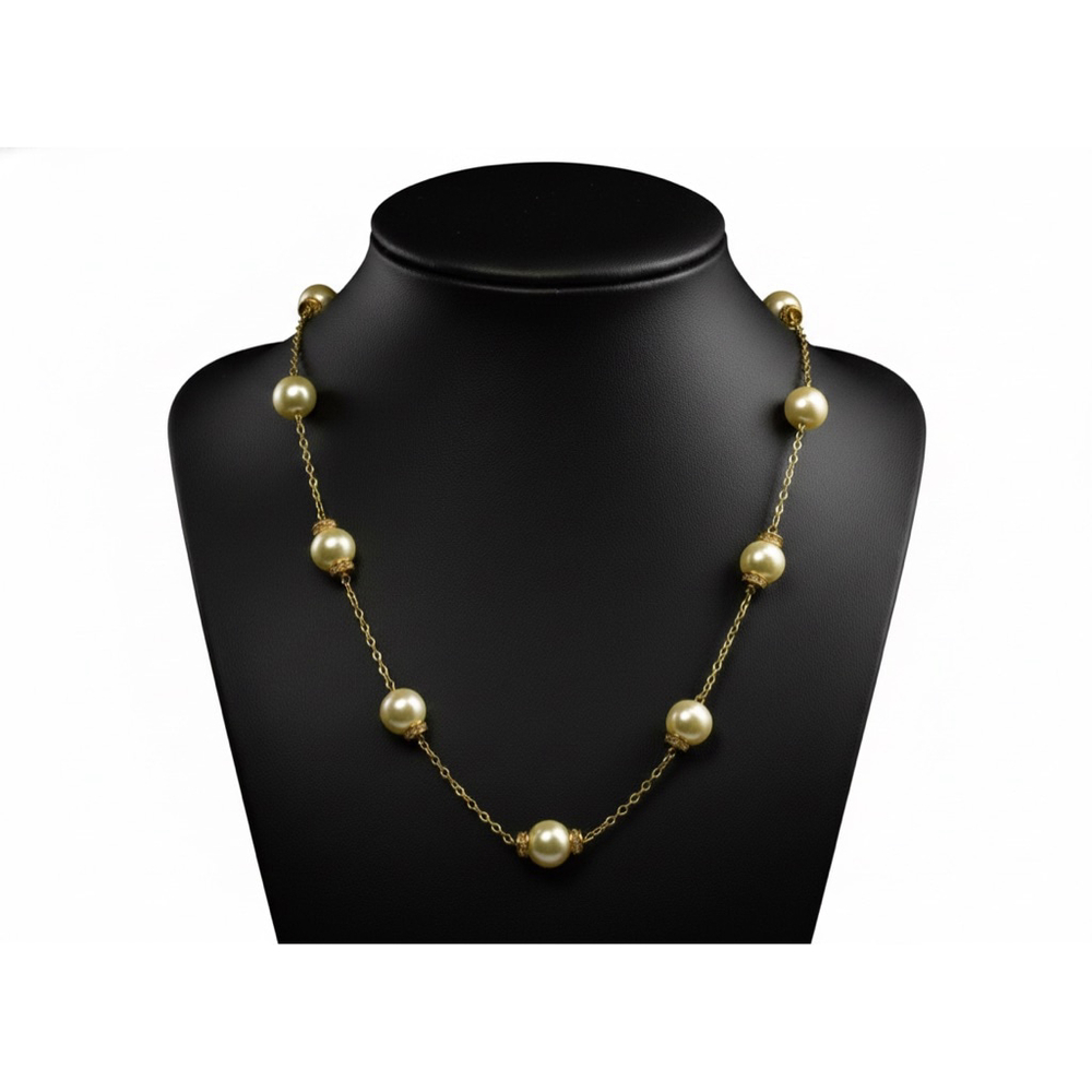J. Crew 30” Gold, Rhinestone and Pearl Necklace 2274 - Picture 1 of 9